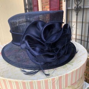 Navy church, wedding, Kentucky derby hat